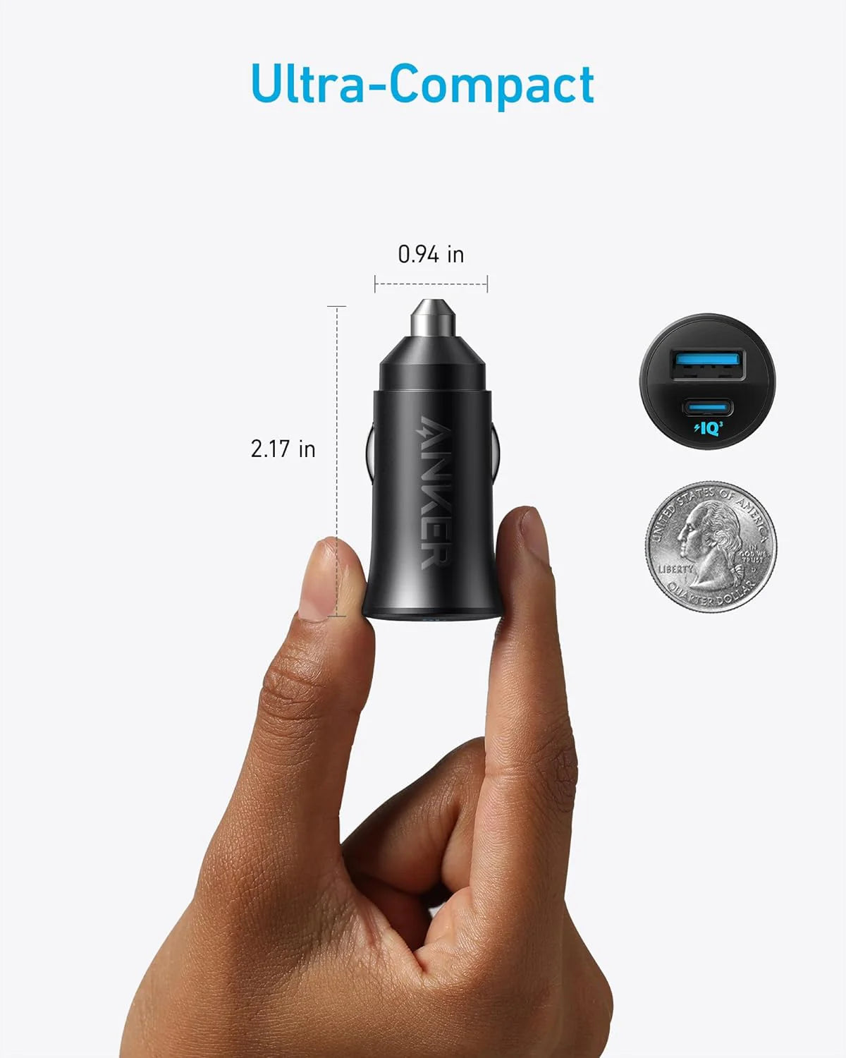 Anker Car Charger (30W, 2 Ports) Black