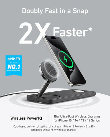 Anker MagGo Wireless Charging Station (15W, 3-in-1 Pad)