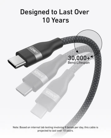 Anker USB-C to USB-C Cable (3ft, 240W, Braided) Black