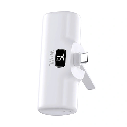 WiWU New 5000mAh Capsule Tail Plug Mobile 2 in 1 Power Bank with type C/Lighting Port Stand