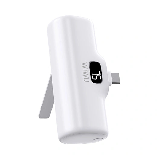 WiWU New 5000mAh Capsule Tail Plug Mobile 2 in 1 Power Bank with type C/Lighting Port Stand