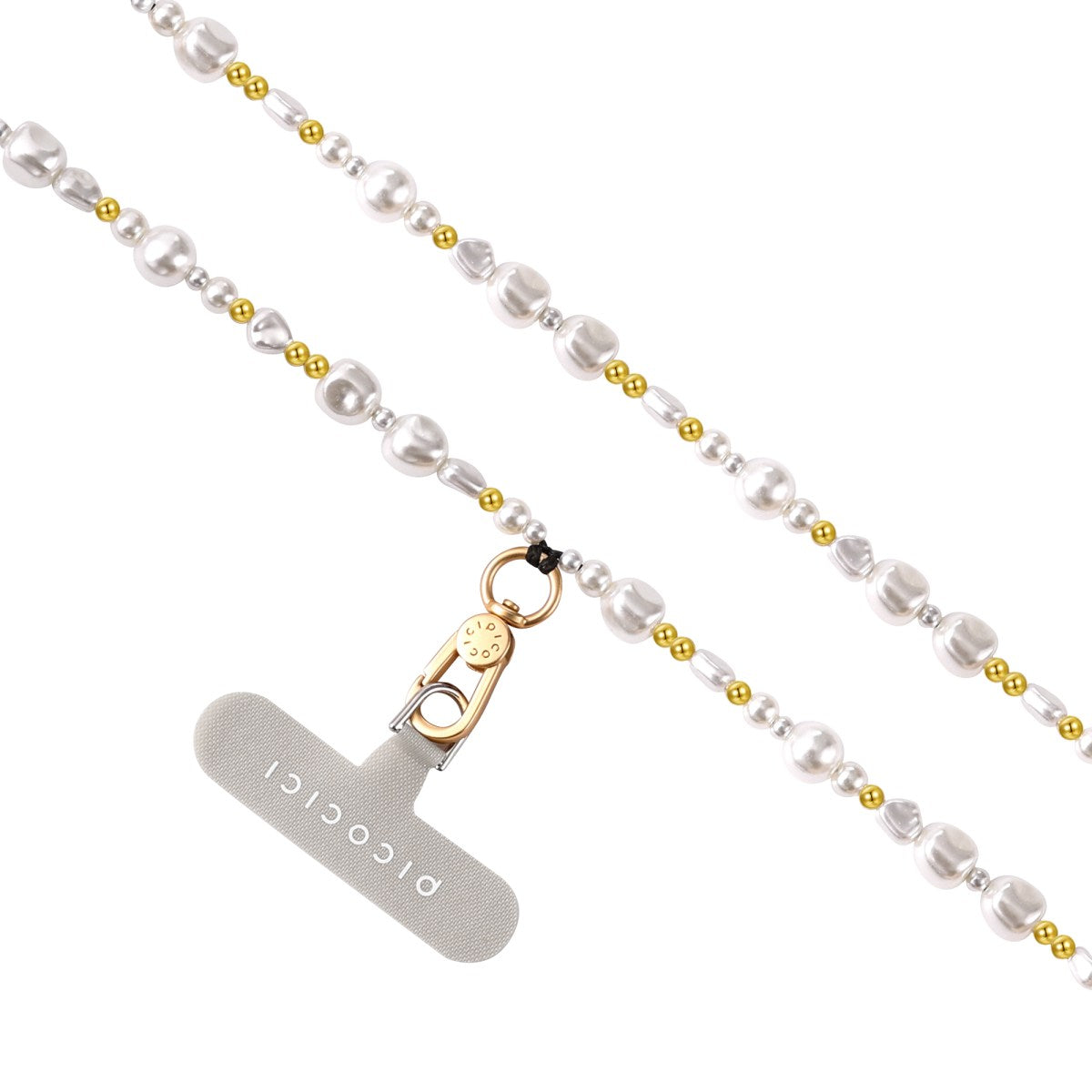 Picocici Metal pearl mobile phone chain strap